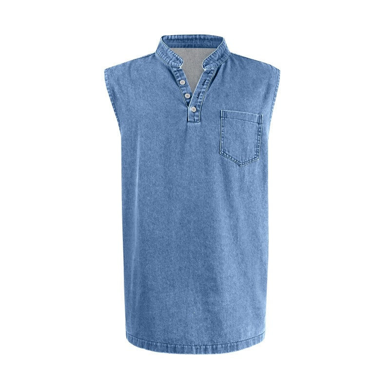 Large-size Men's Explosive Three-button Sleeveless T-shirt Washable Casual Fashionable Vest