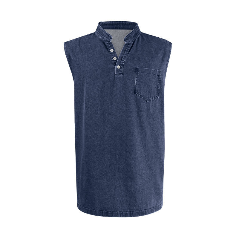 Large-size Men's Explosive Three-button Sleeveless T-shirt Washable Casual Fashionable Vest