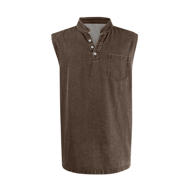 Large-size Men's Explosive Three-button Sleeveless T-shirt Washable Casual Fashionable Vest