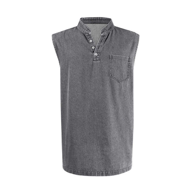Large-size Men's Explosive Three-button Sleeveless T-shirt Washable Casual Fashionable Vest