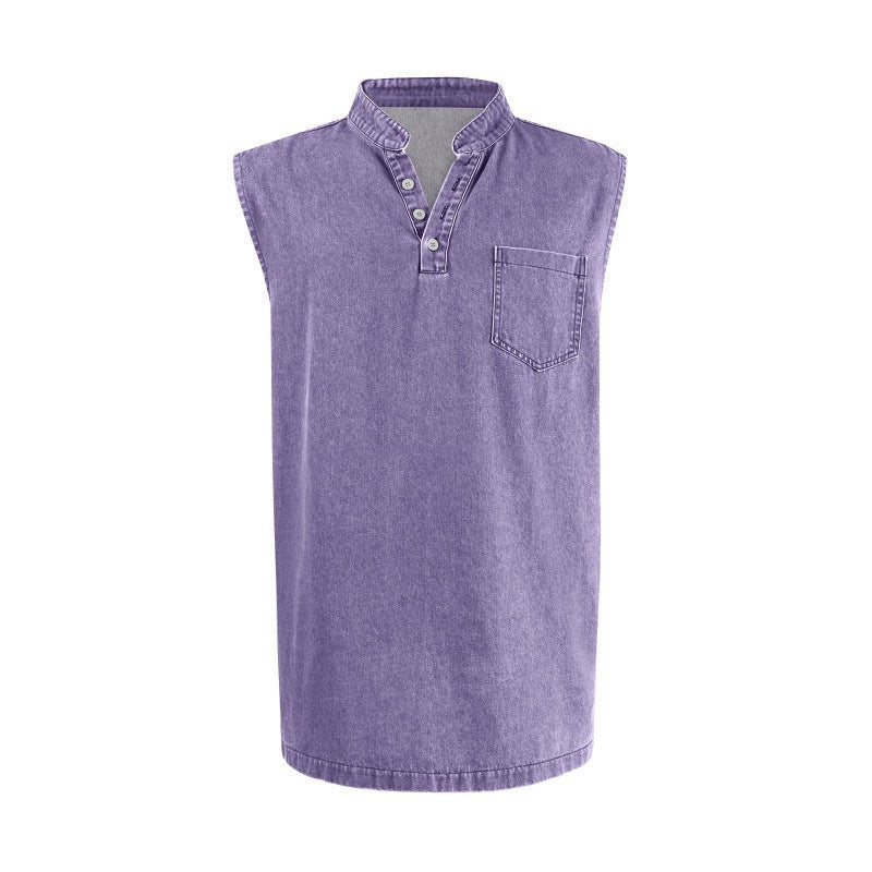 Large-size Men's Explosive Three-button Sleeveless T-shirt Washable Casual Fashionable Vest
