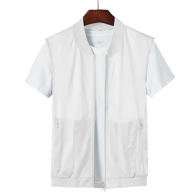 M-5XL Summer Mesh Stand Collar Vest Multi Pocket Vest (excluding T-shirt)