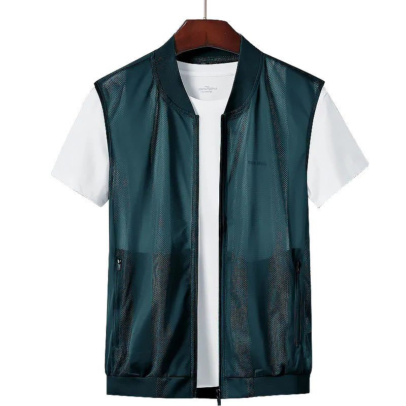 M-5XL Summer Mesh Stand Collar Vest Multi Pocket Vest (excluding T-shirt)