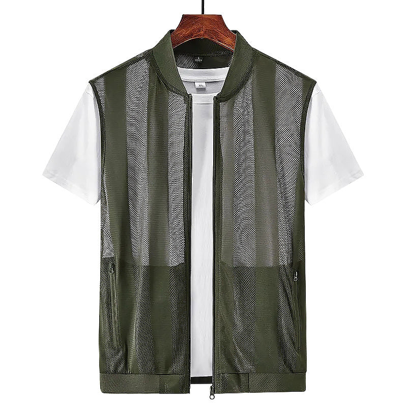M-5XL Summer Mesh Stand Collar Vest Multi Pocket Vest (excluding T-shirt)
