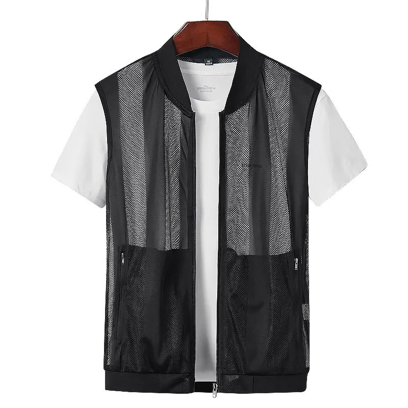 M-5XL Summer Mesh Stand Collar Vest Multi Pocket Vest (excluding T-shirt)