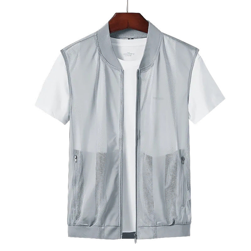 M-5XL Summer Mesh Stand Collar Vest Multi Pocket Vest (excluding T-shirt)