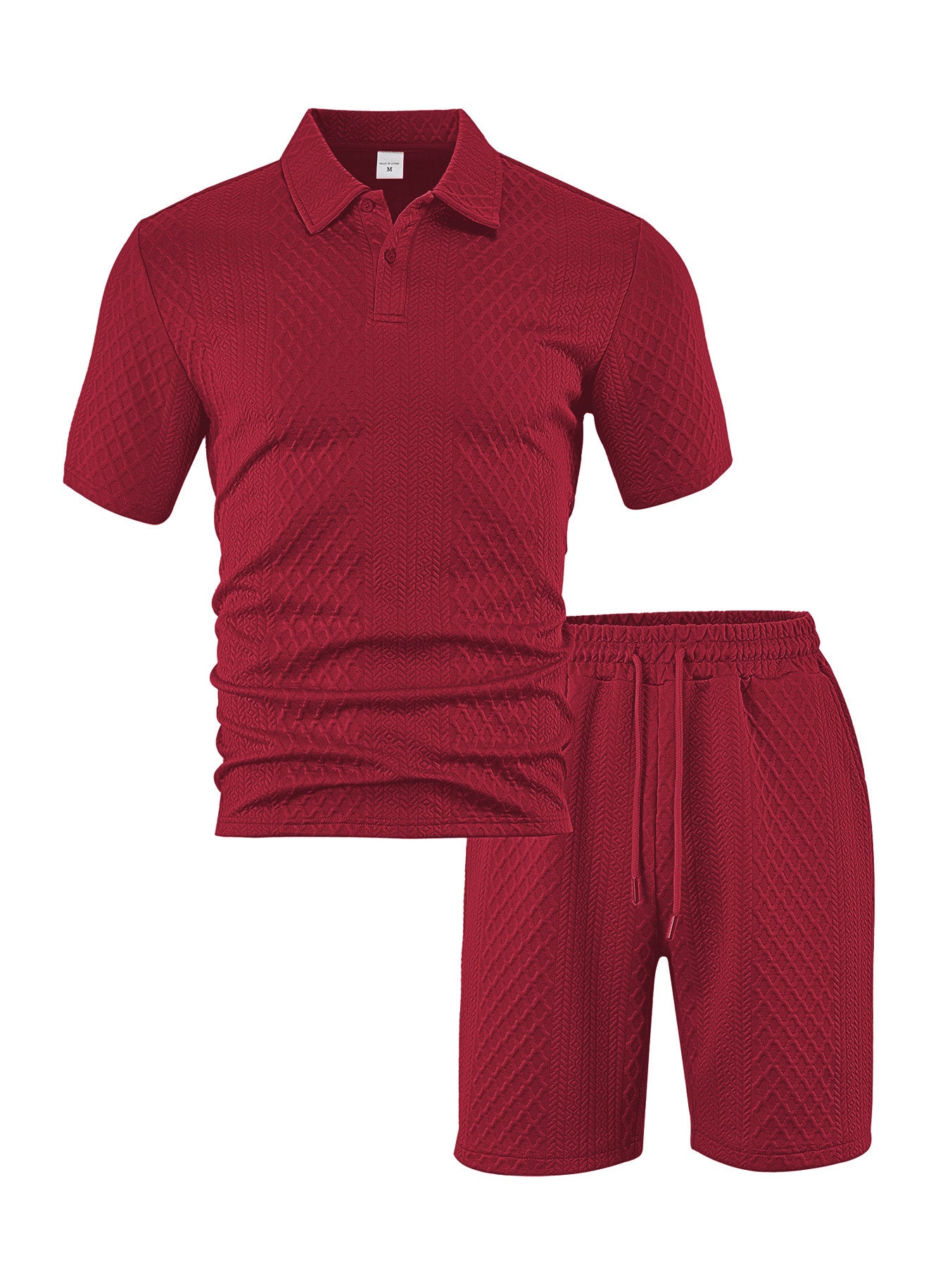 S-5XL Jacquard Men's Casual Sports Lapel Polo Shirt Short Sleeve Suit