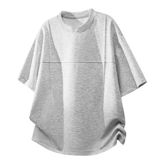 M-4XL Solid-Color Deconstructed-Cut T-Shirt