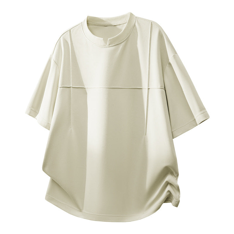 M-4XL Solid-Color Deconstructed-Cut T-Shirt