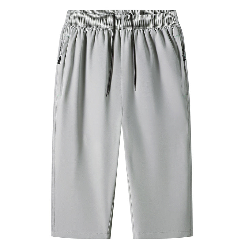 M-8XL Men's Six-point Pants Loose Solid Color Casual Cropped Pants