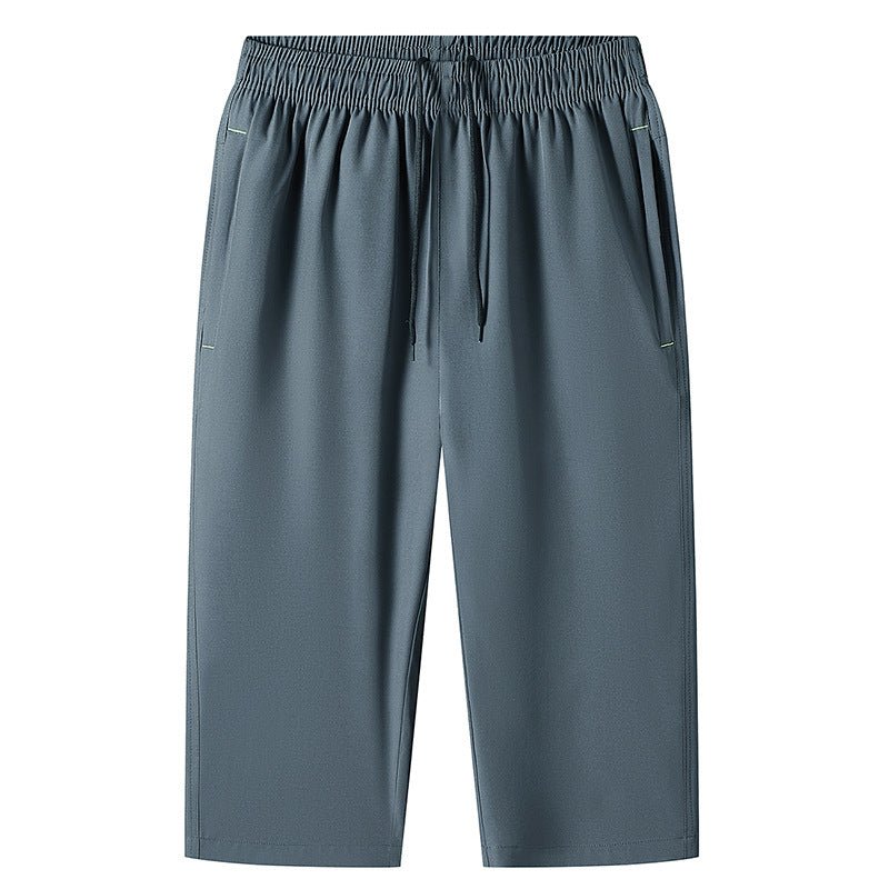 M-8XL Men's Six-point Pants Loose Solid Color Casual Cropped Pants