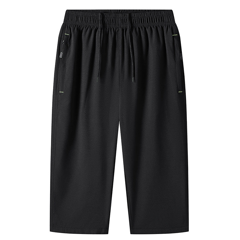 M-8XL Men's Six-point Pants Loose Solid Color Casual Cropped Pants