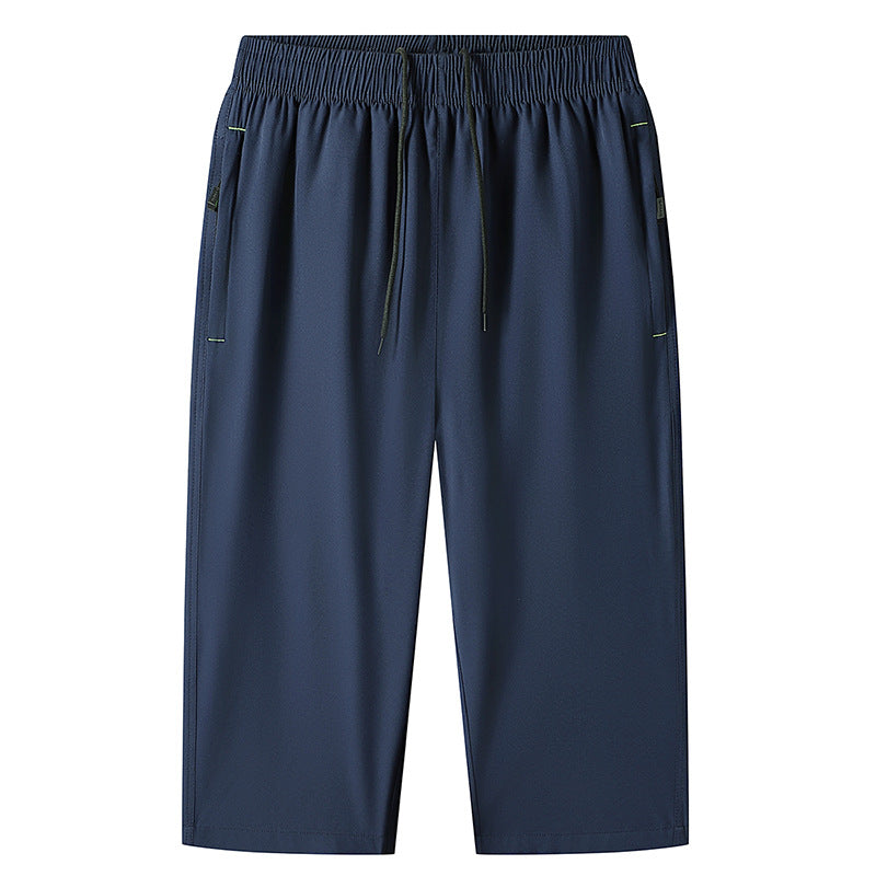 M-8XL Men's Six-point Pants Loose Solid Color Casual Cropped Pants