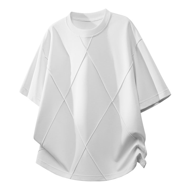 M-4XL Solid Color Deconstructed Cropped T-Shirt