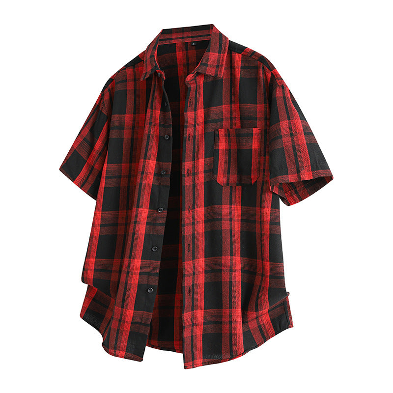 M-4XL Lapel Plaid Shirt