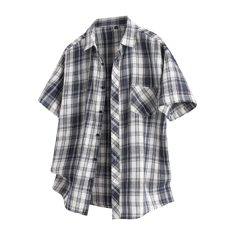 M-4XL Lapel Plaid Shirt
