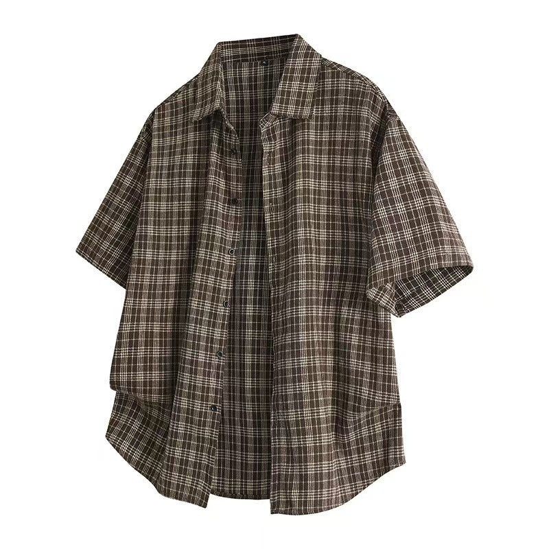 M-4XL Lapel Plaid Shirt