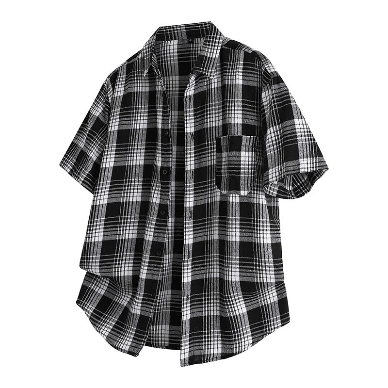 M-4XL Lapel Plaid Shirt