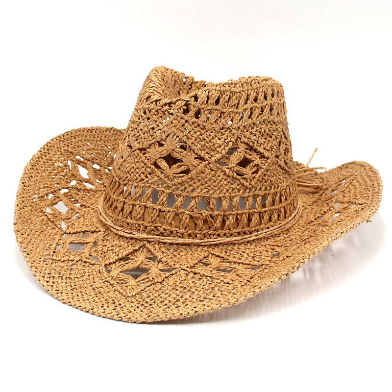 Spring And Summer Hollow Cowboy Hat Hand Woven Breathable Straw Hat