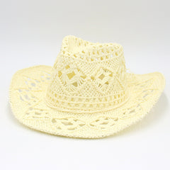 Spring And Summer Hollow Cowboy Hat Hand Woven Breathable Straw Hat