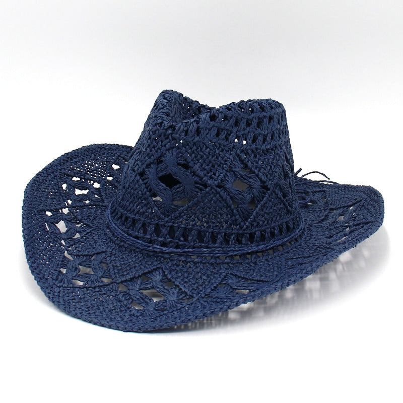 Spring And Summer Hollow Cowboy Hat Hand Woven Breathable Straw Hat