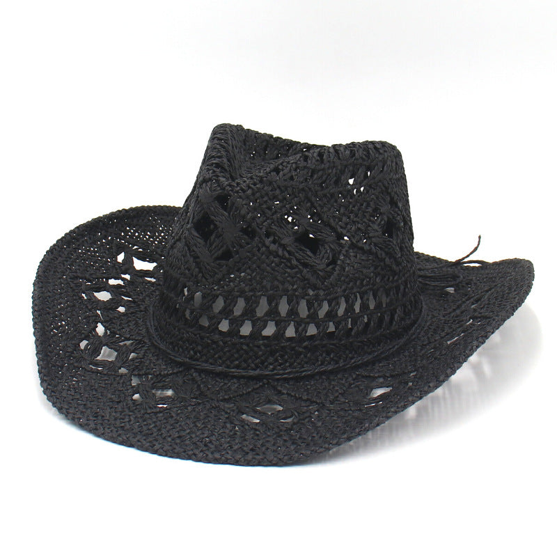 Spring And Summer Hollow Cowboy Hat Hand Woven Breathable Straw Hat