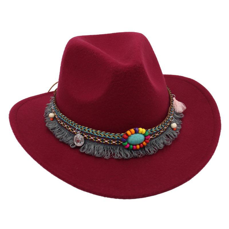 Western Denim Tassel Turquoise Felt Jazz Hat