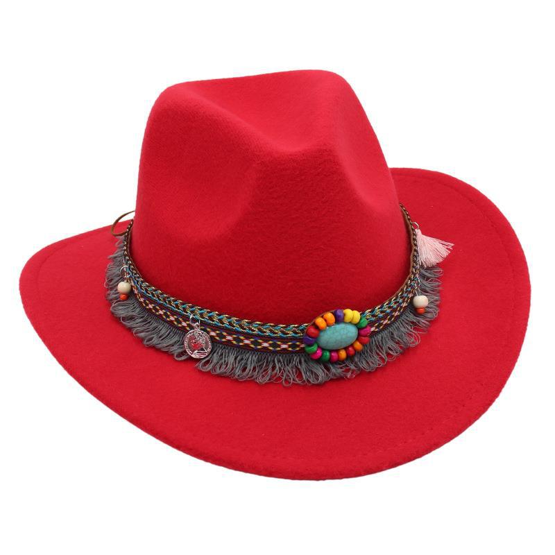 Western Denim Tassel Turquoise Felt Jazz Hat
