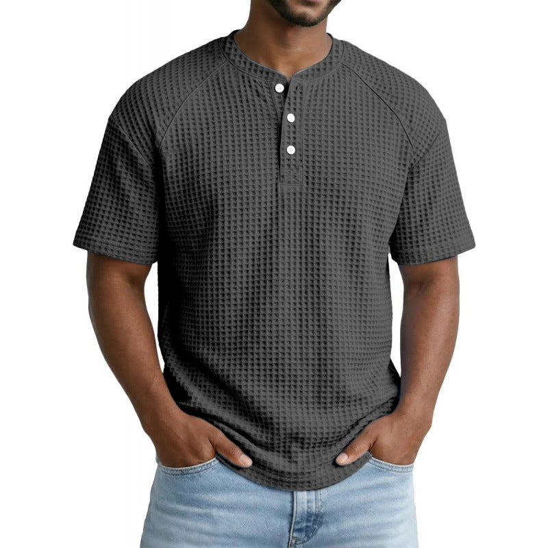 XS-6XL Large Waffle Men's Short-sleeved T-shirt