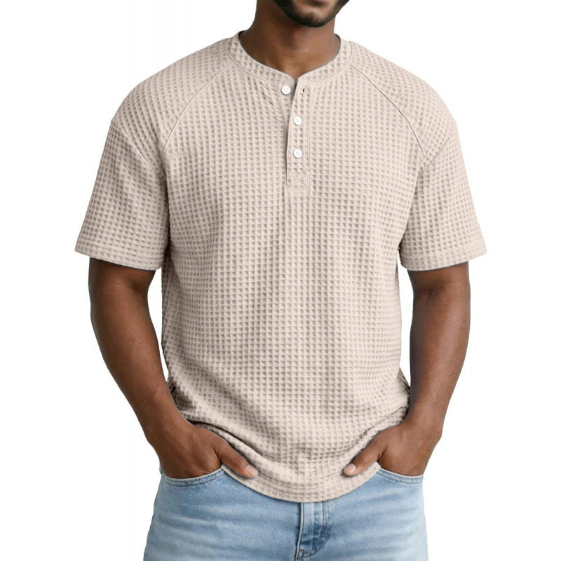 XS-6XL Large Waffle Men's Short-sleeved T-shirt