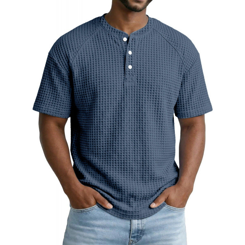 XS-6XL Large Waffle Men's Short-sleeved T-shirt