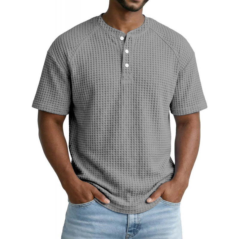 XS-6XL Large Waffle Men's Short-sleeved T-shirt