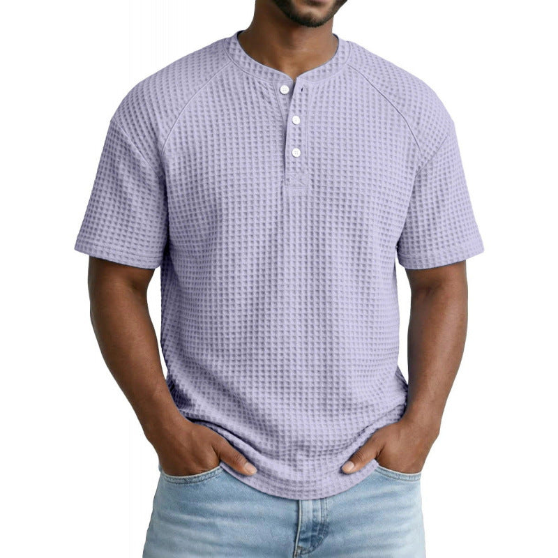 XS-6XL Large Waffle Men's Short-sleeved T-shirt
