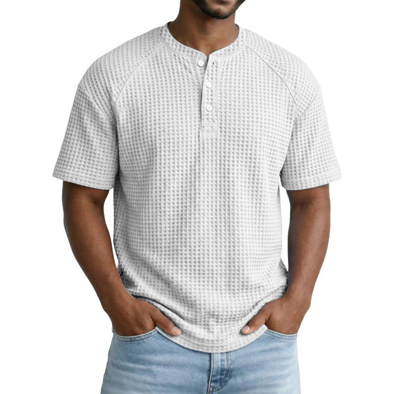 XS-6XL Large Waffle Men's Short-sleeved T-shirt
