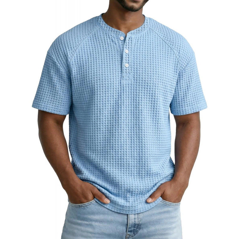 XS-6XL Large Waffle Men's Short-sleeved T-shirt