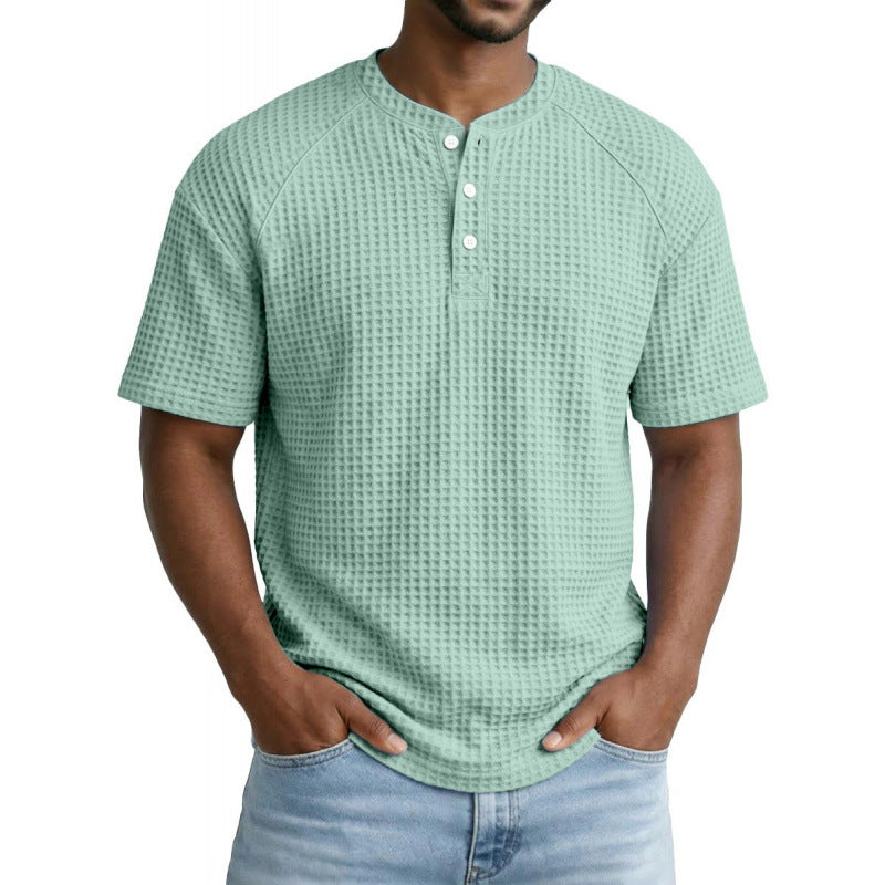 XS-6XL Large Waffle Men's Short-sleeved T-shirt