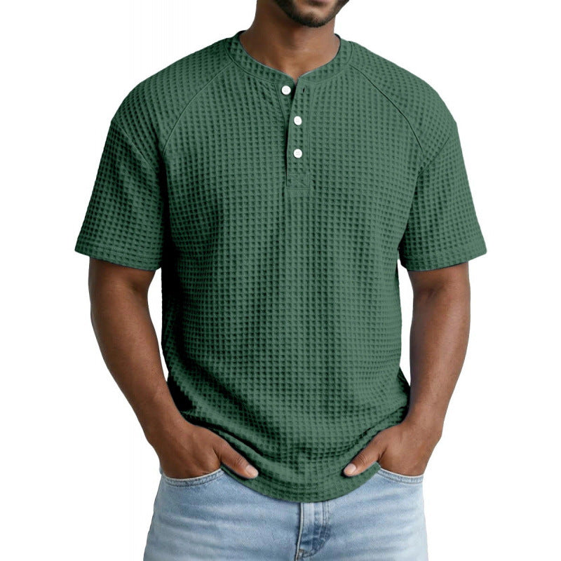 XS-6XL Large Waffle Men's Short-sleeved T-shirt