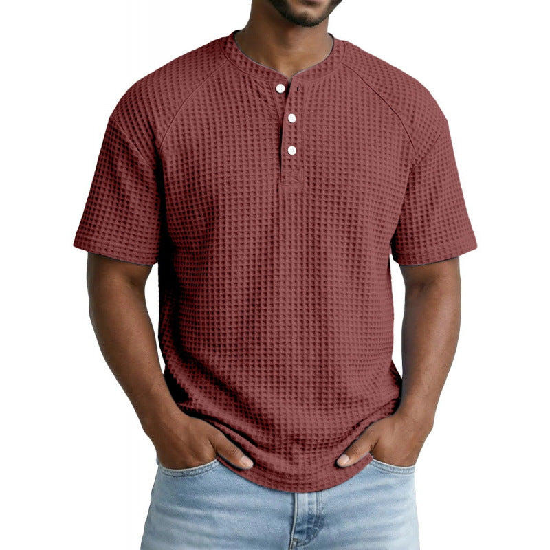 XS-6XL Large Waffle Men's Short-sleeved T-shirt
