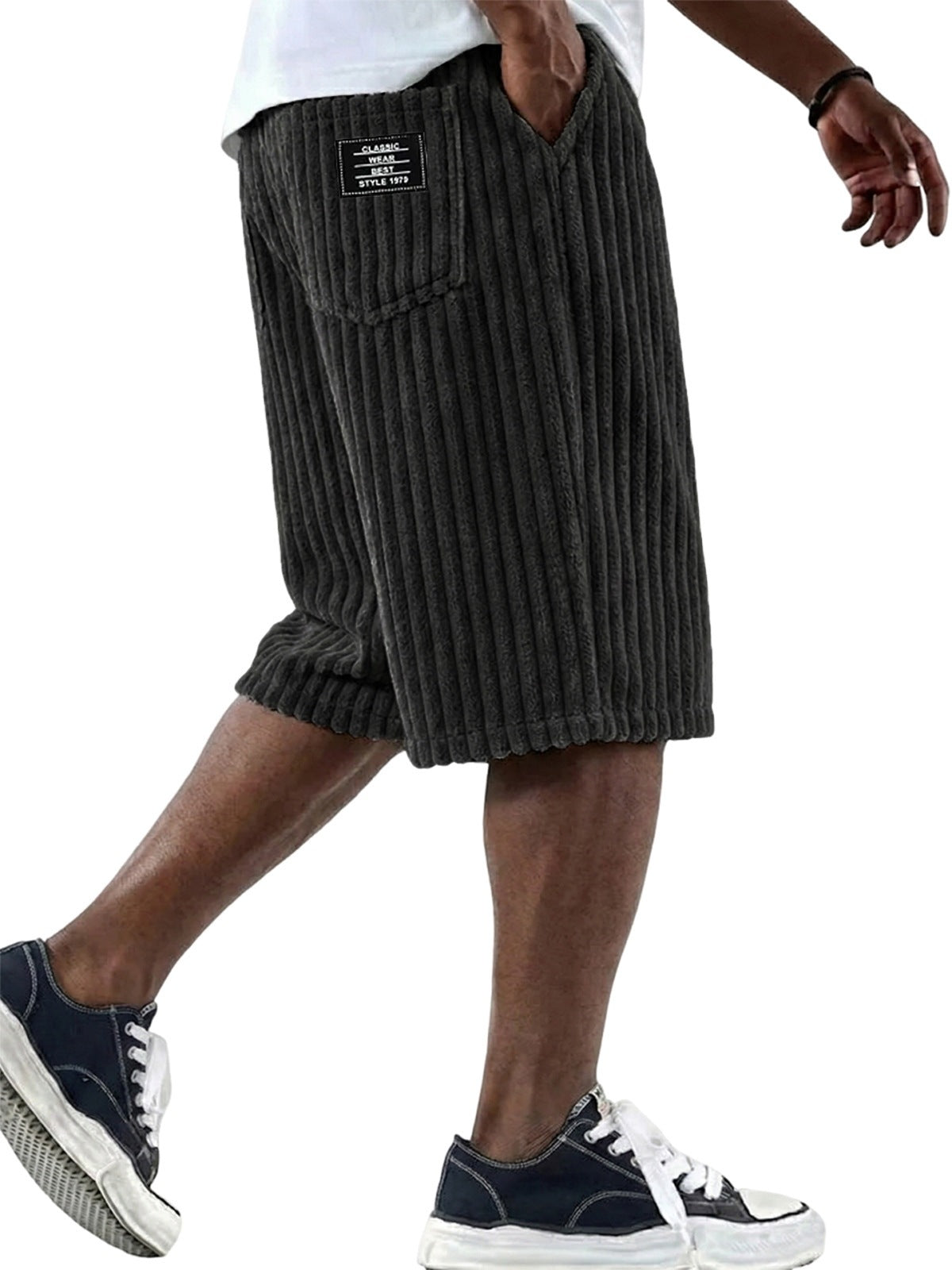 S-5XL Men's Corduroy Vertical Striped Shorts