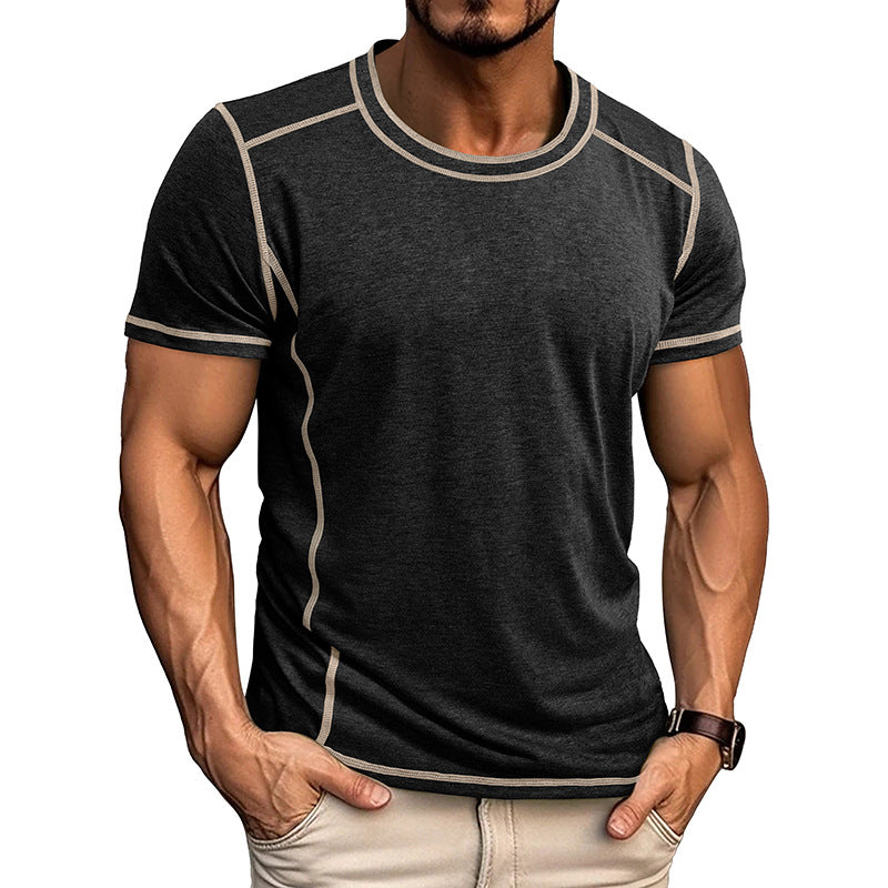 M-3XL Men's Colorblock Crewneck T-Shirt