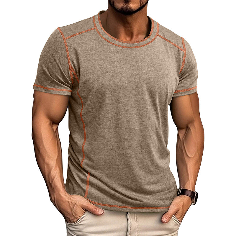M-3XL Men's Colorblock Crewneck T-Shirt