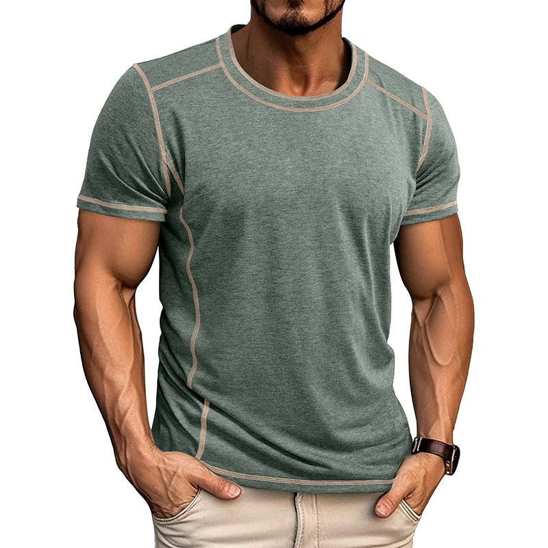 M-3XL Men's Colorblock Crewneck T-Shirt