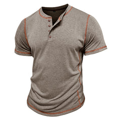 S-3XL Henry Shirt Men's Round Neck Short Sleeve T-shirt