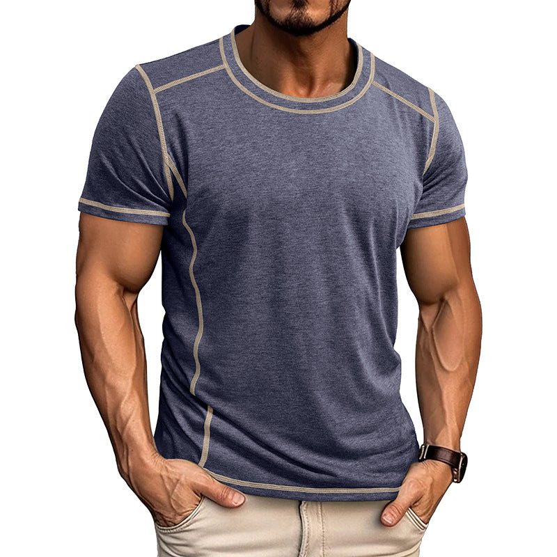 M-3XL Men's Colorblock Crewneck T-Shirt