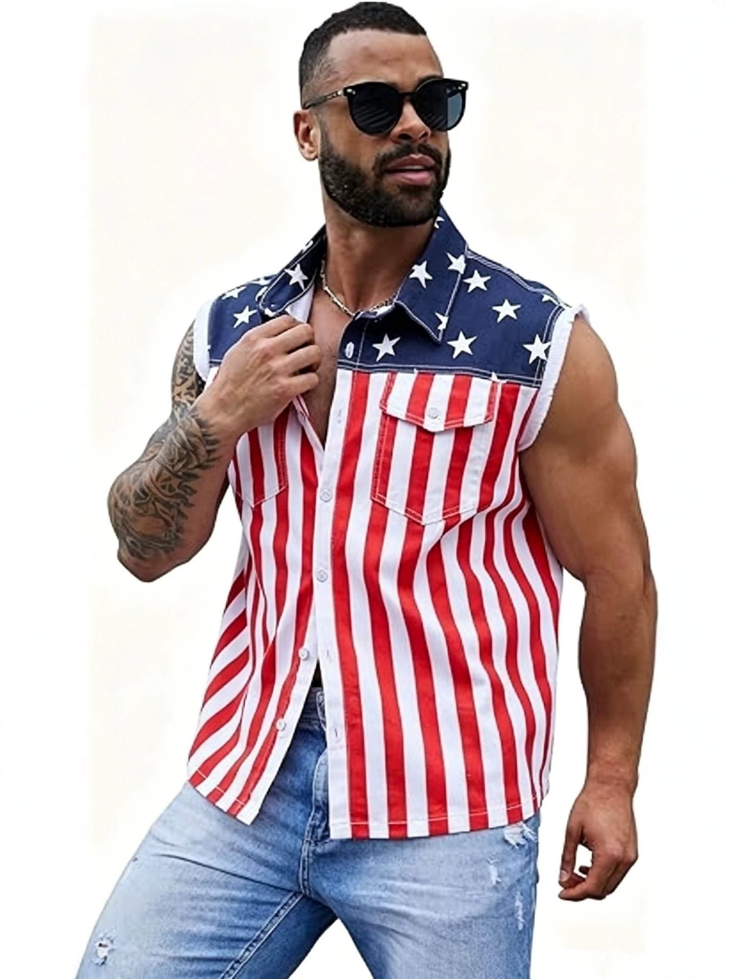 American Independence Day Printed Sleeveless Tank Top