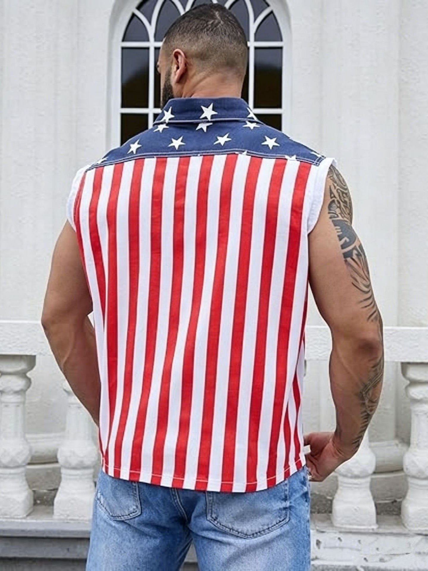 American Independence Day Printed Sleeveless Tank Top