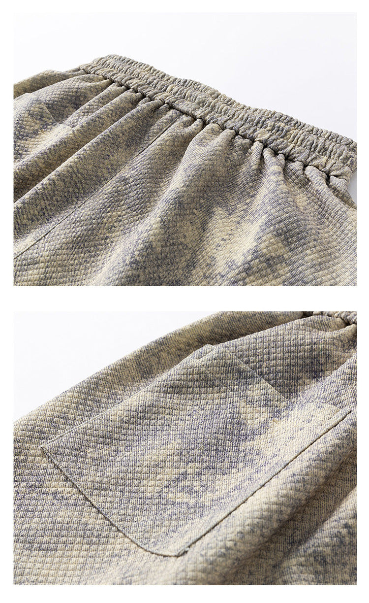 M-8XL Washed Tie-Dye Texture Vintage Loose Pants