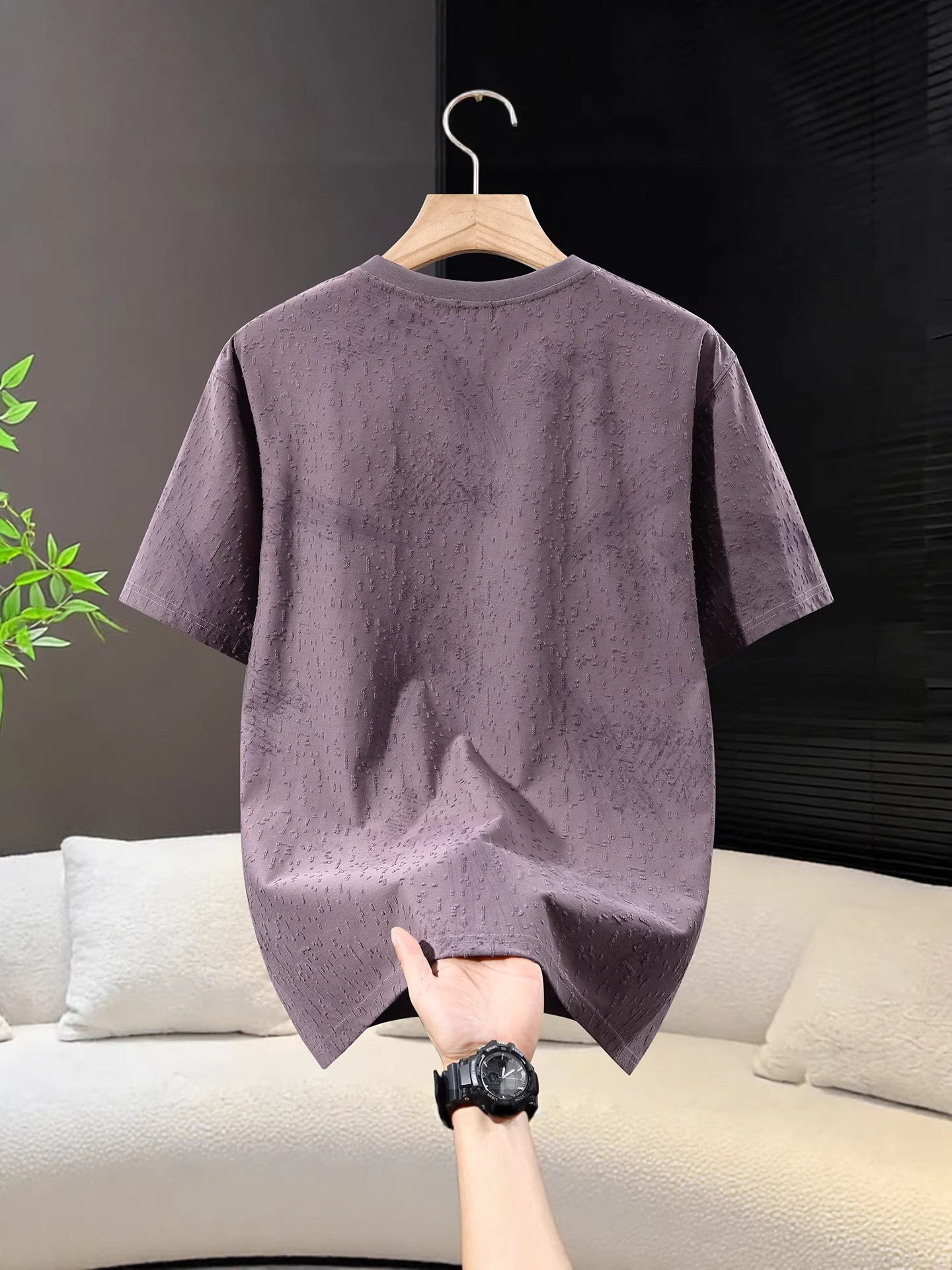 4XL-11XL Jacquard Split Line Pocket Large Size Short Sleeve T-shirt
