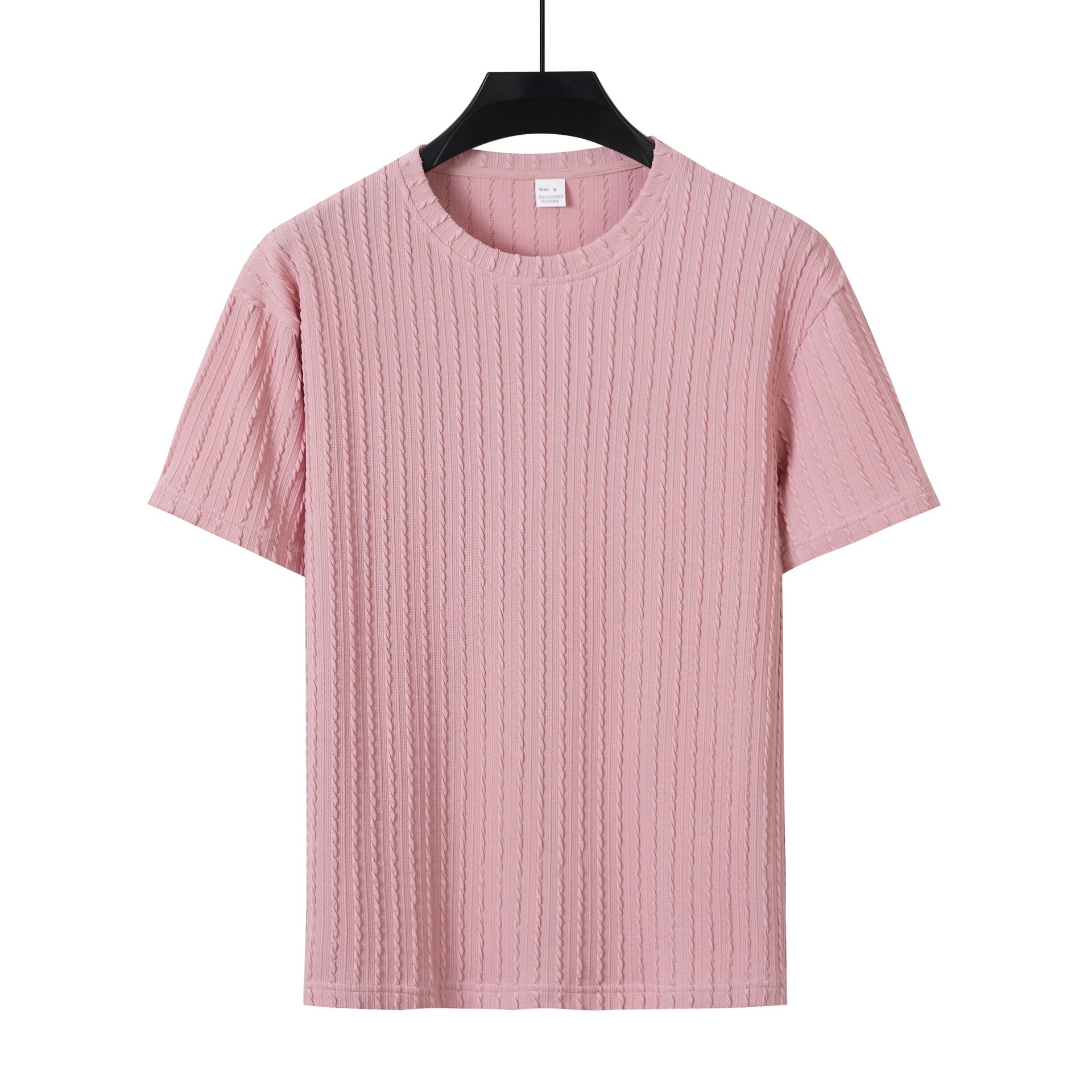 S-3XL Men's Sports Solid Color Round Neck Vertical Print T-Shirt Shorts