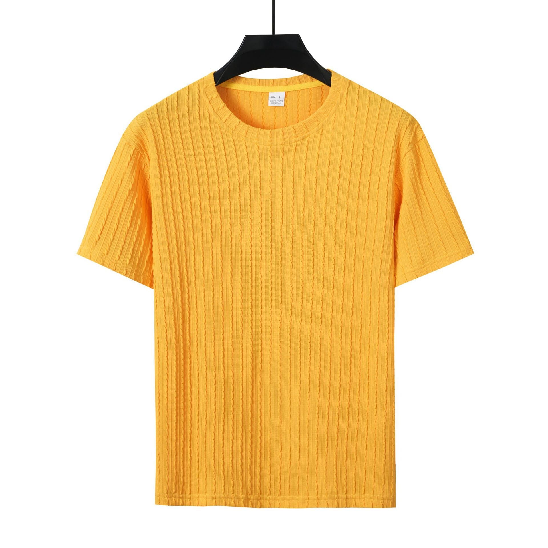 S-3XL Men's Sports Solid Color Round Neck Vertical Print T-Shirt Shorts